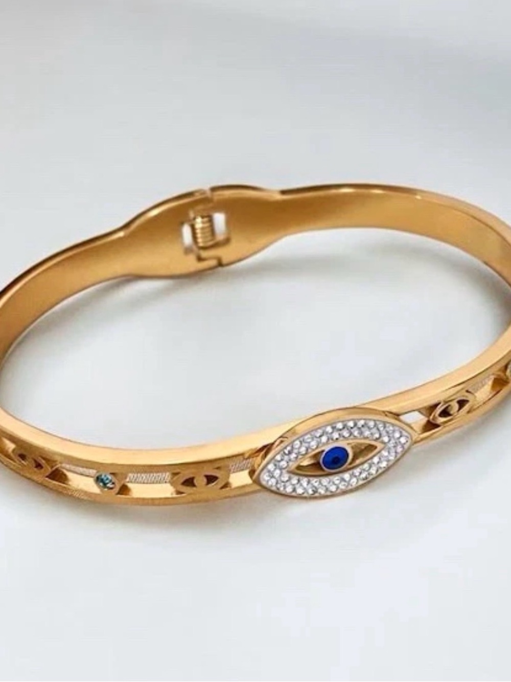 Gold-Tone Evil Eye Crystal Bangle Bracelet - Women's Jewelry
